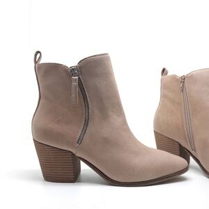 Lucky Brand Bidelia Block Heel Leather Ankle Booties Smoke Grey Size 10